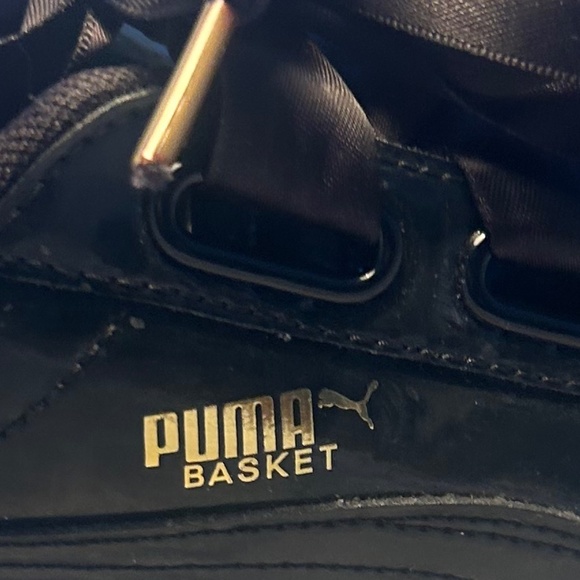 PUMA BASKET PATENT LEATHER SNEAKERS WITH RIBBON DETAIL SIZE 9.5 - Picture 10 of 13
